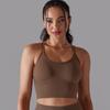 Solid Color Cross Back Sports Bra, Tight Fitting, Shock-absorbing, Gathering, High-strength Vest, Yoga And Fitness Bra For Women