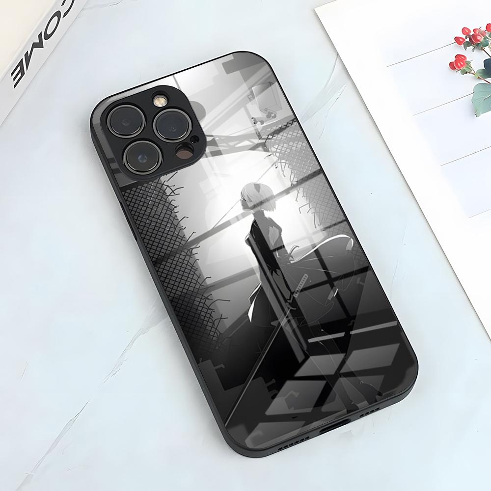 N-NieR Automata 2B Phone Case For IPhone 17 Pro Max 15 Pro 16 14 Plus 12 13 Mini 11 Pro Shockproof Glass Cover