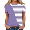 Summer Round Neck 3D Striped Print Top Fashionable Casual Short Sleeved Women's T-shirts