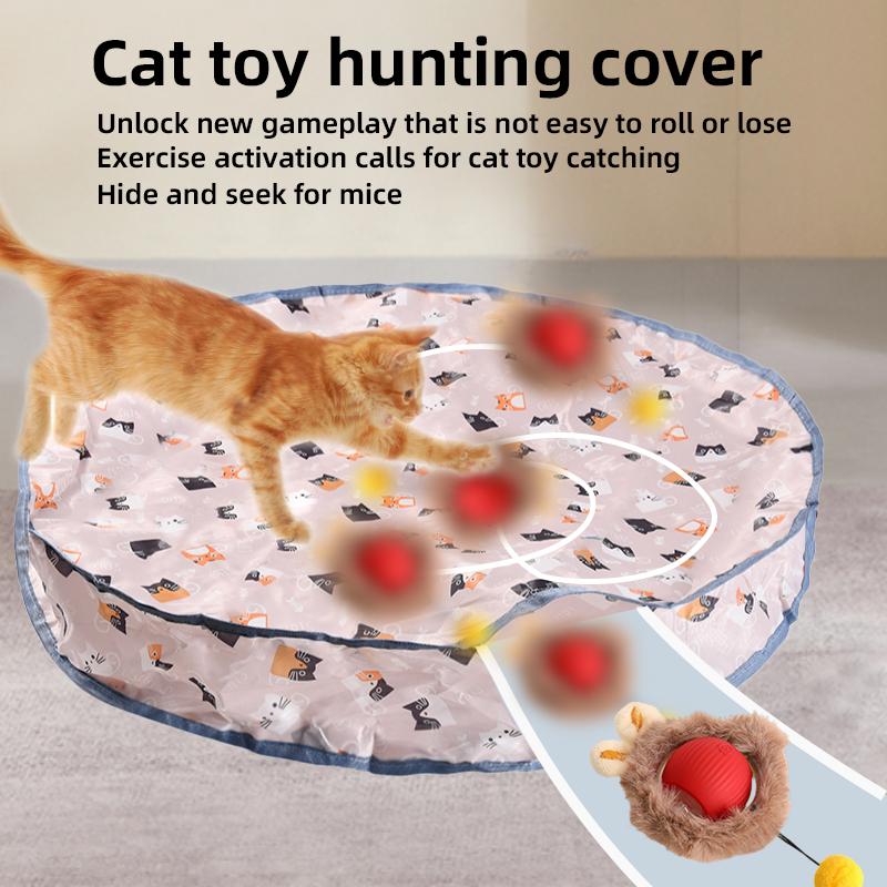 Smart Interactive Cat Toys Ball Fast Rolling In Pouch Hide and Seek Kitten Toy Motion Activated Interactive Cat Toy for Indoor
