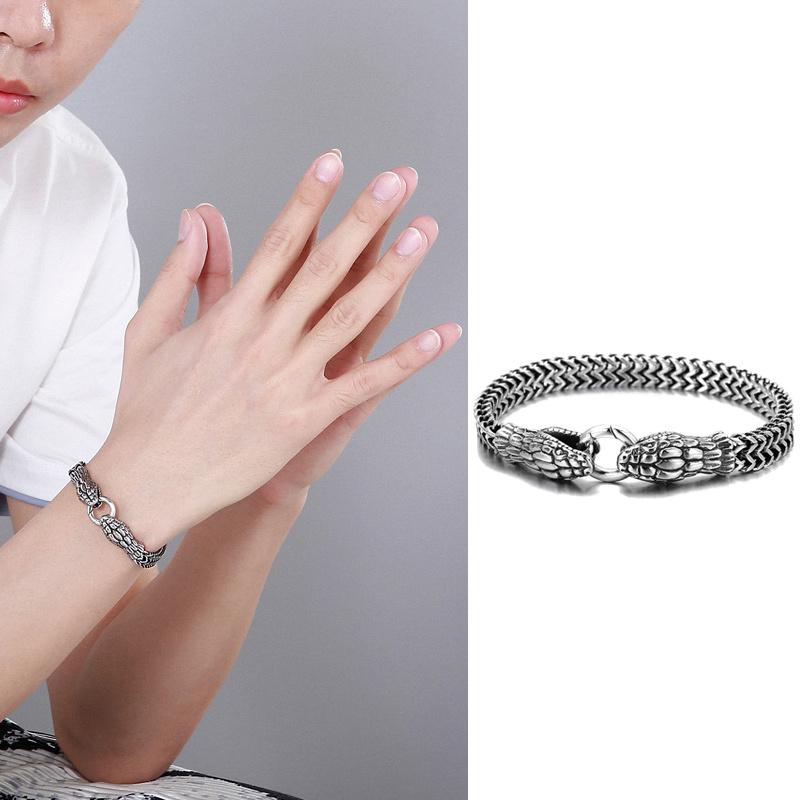 Brățară șarpe cu două capete zodiac bărbați inel din oțel inoxidabil cataramă brățară punk motociclete accesorii bijuterii pentru petrecere