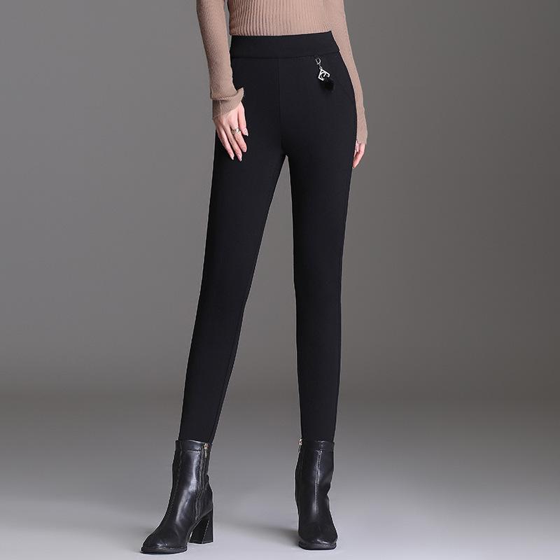 

2024 Зимние женские утягивающие черные хлопковые леггинсы с высокой посадкой и эластичной посадкой больших размеров 31 чёрный