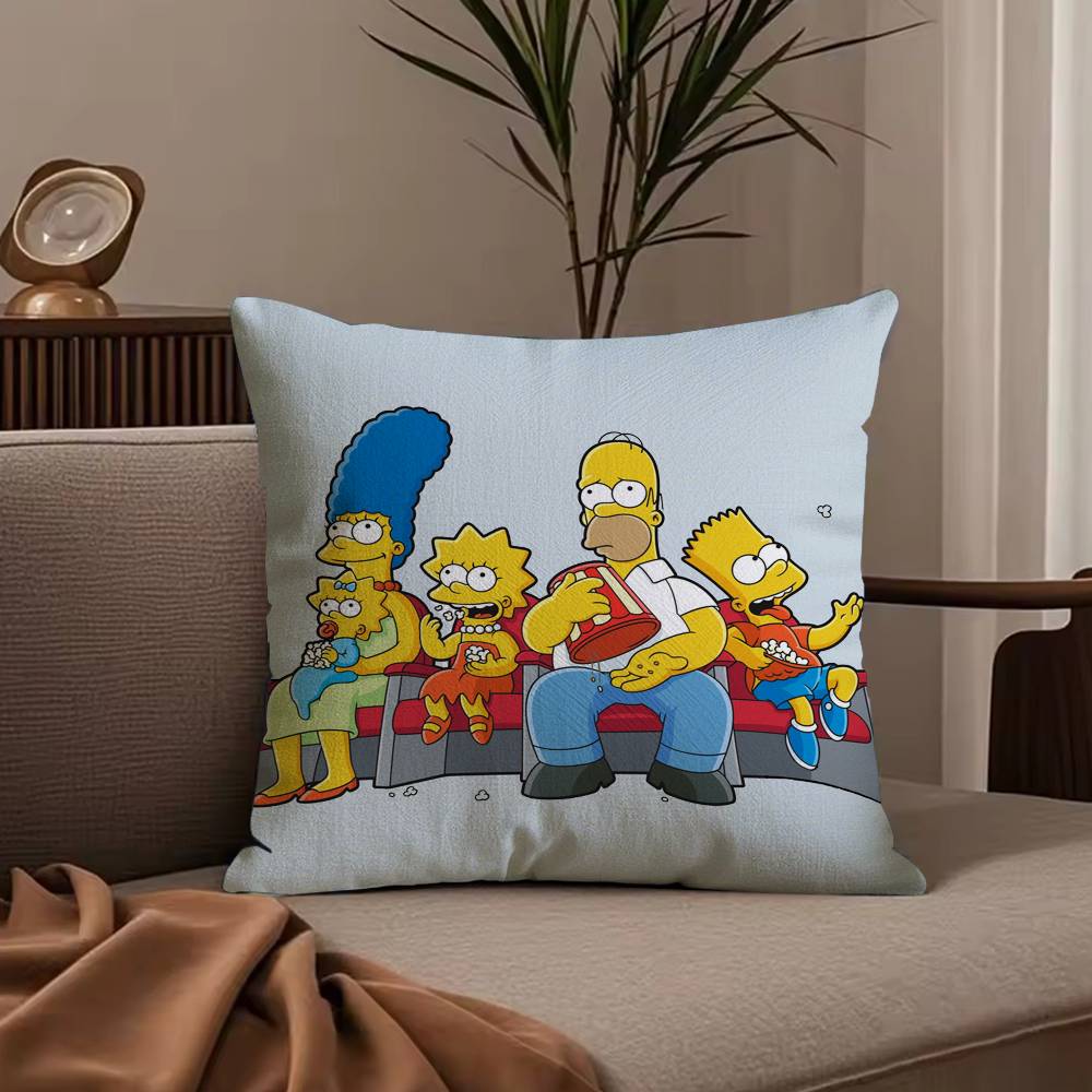 Cartoon The S-Simpsons Pillow Case Anti-dustmite Pillowcase Invisible Zipper Silky Short Plush Sofa Cushion Cover