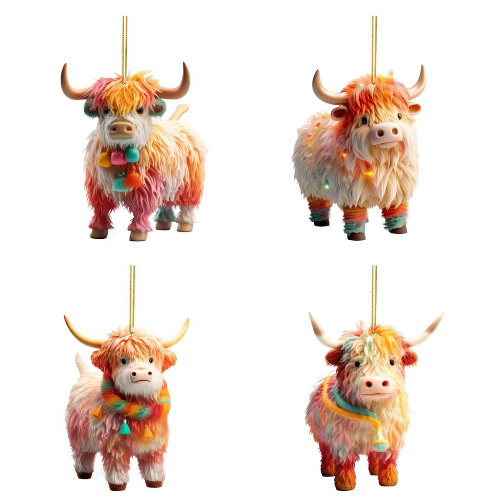 Brightly Colored Cow Car Hanging Decoration For Unique Holiday And Seasonal Style Home