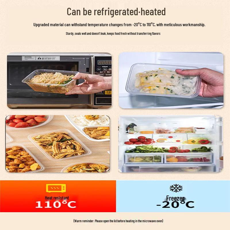 Disposable 1500ml Transparent Plastic Food Containers with Lids, 200 Sets