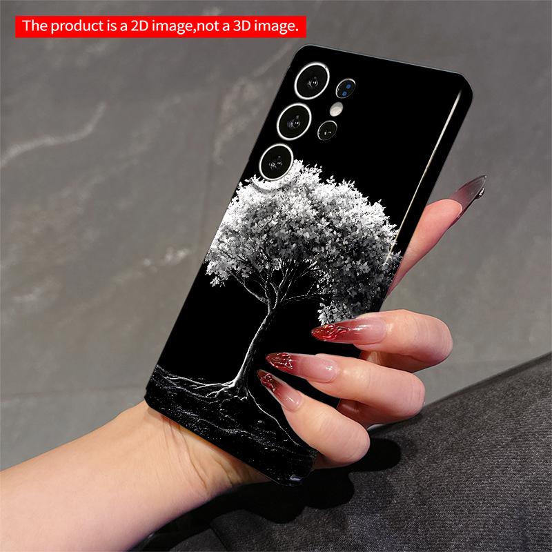 2DFlat Samsung Phone Case Monochrome Tree Against Black Sky Applicable To Galaxy S22 S23 S24 S25ULTRA S26 A12 A13 A14 A15 A16  A34 A35 A54 A55