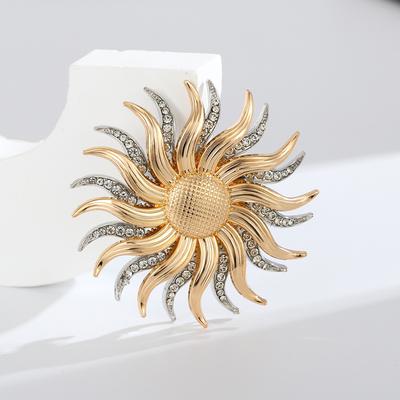 Retro Doppelschicht Sonnenblume Feminin und Hochwertig Herren Accessoires Brosche