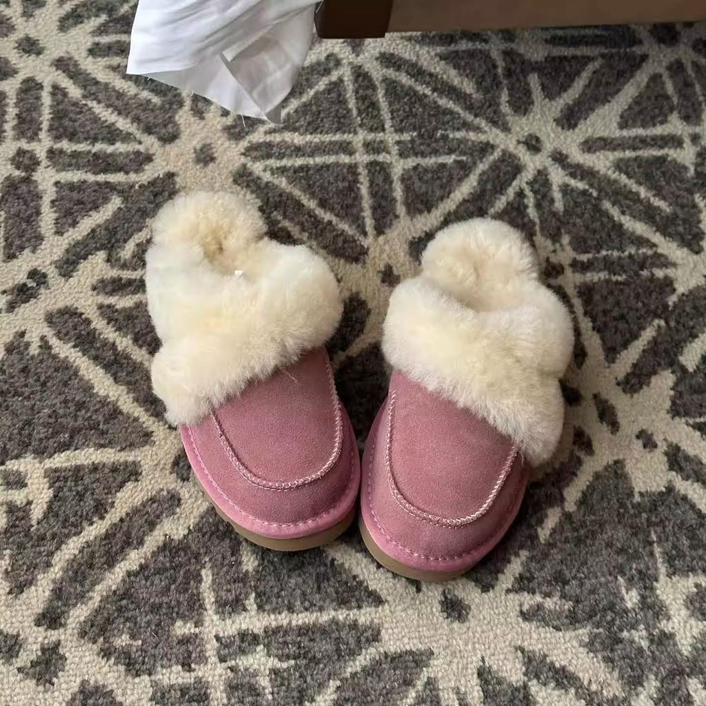 Mao Mao slippers for women wear advanced sense of comfort, simple and light casual plush bag head drag Sangpo winter slippers for women