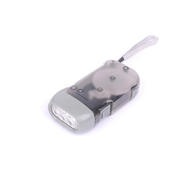 3 LED Hand Pressing Dynamo Crank Power Wind Up Flashlight Torch Light Hand Press Crank Camping Lamp Light for Outdoor Home