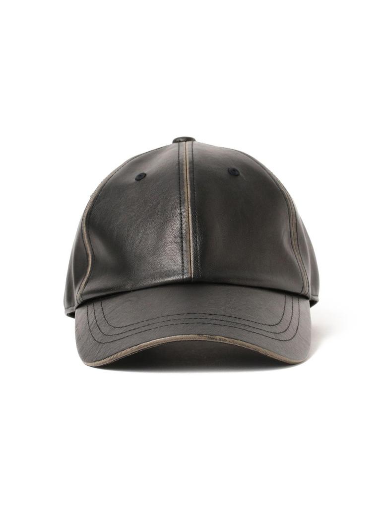 Beams Heart Men's Faux Leather Cap, Black/Free
