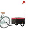 VidaXL Bicycle Trailer, Transport Cart with Bar, Bicycle Trailer with Flag Outdoor Garden, Black and 94076