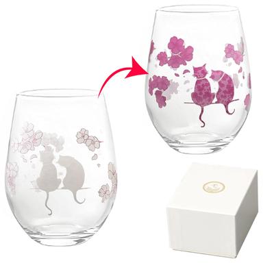 Sakura Cat Cup with Marumo Takagi Free Glass Japanese Cherry Blossom Mysterious Cat Respect for the Aged Gift Sakura Cat Free Glass