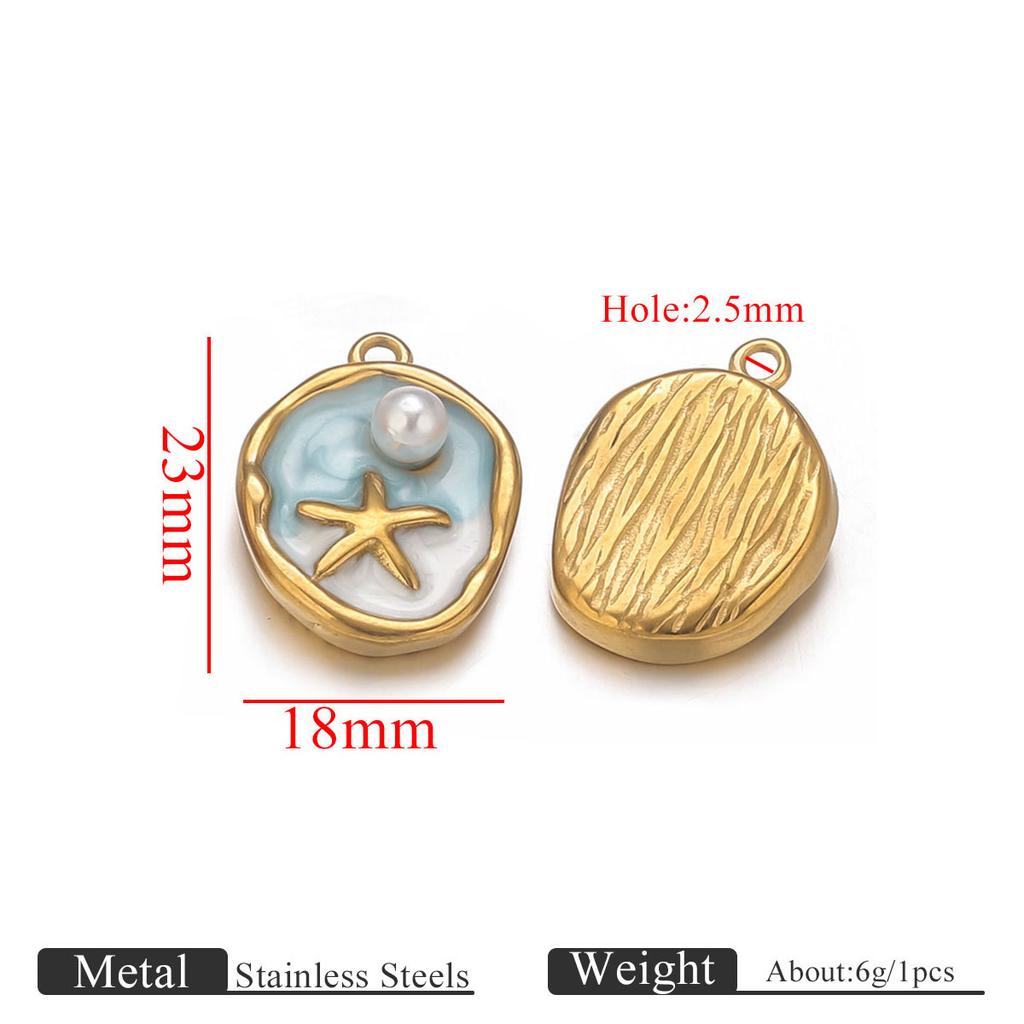 Colorful Oil Drop Flower Pendant Stainless Steel Gold Color Charm Necklace Bracelet DIY Making Jewelry Accessories Dropshipping
