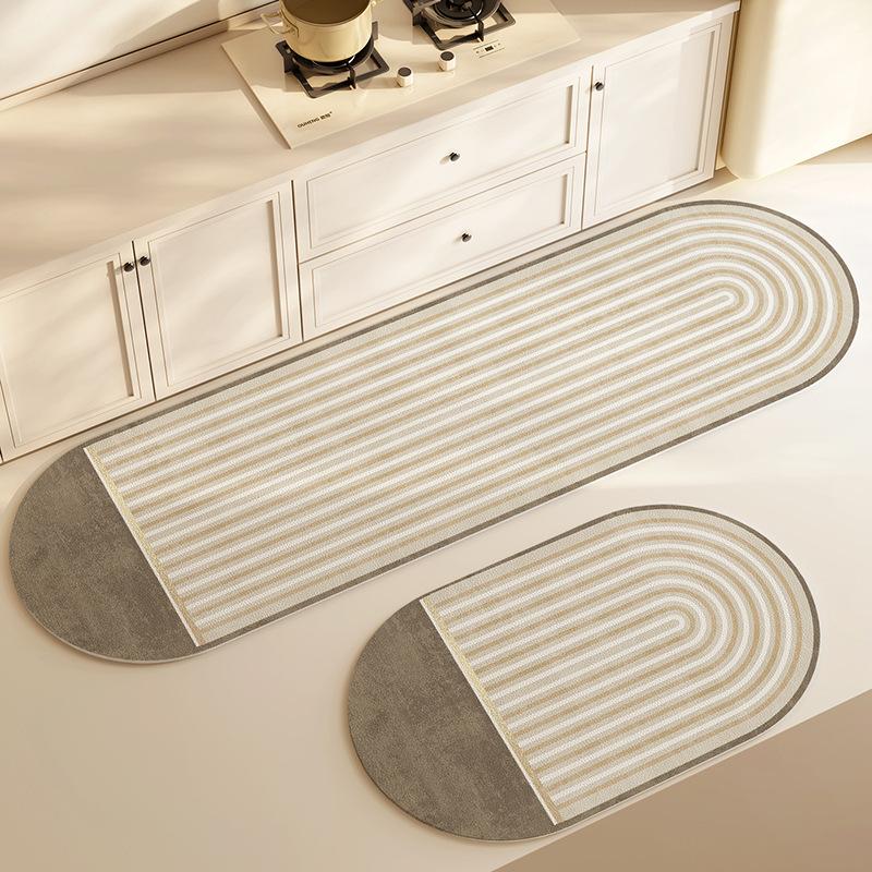 Diatom Mud Kitchen Floor Mat Dirt-resistant Anti-slip Mat Wasabi Wind Absorbing Quick-drying Foot Mat Long Two-piece Set