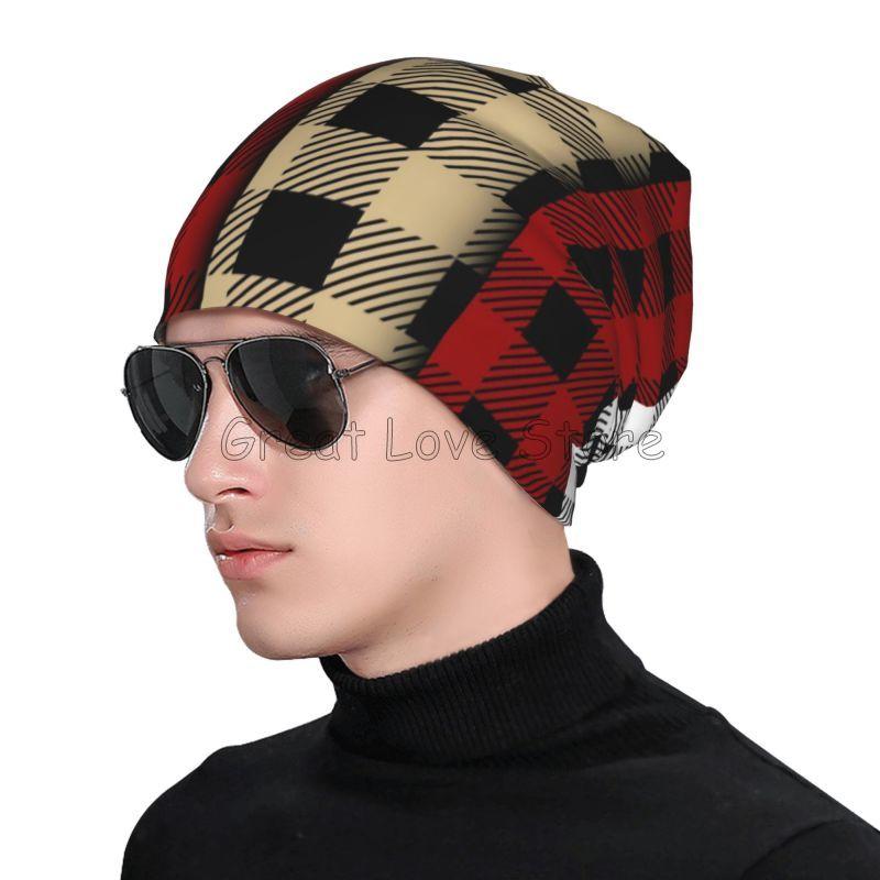 Lumberjack Buffalo Plaid Pattern Beanie Hat Unisex Warm Bonnet Cap Adults Knit Hat Headwear Vintage Street Skullies Beanies