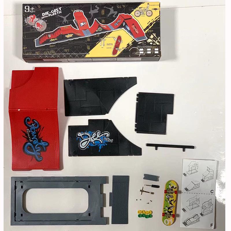 

Mini Finger Skateboard Park: 6-Scene Set with Props for Stress Relief.