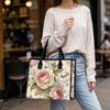 Vintage Rose Floral Print Casual Tote Bag Ladies Elegant Daily Outdoor Shopping Handbag Chic Women Shoulder Bag