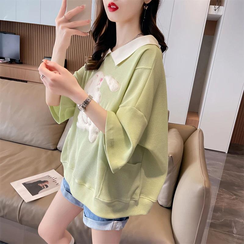T-shirt for Women Summer Large Size Cotton T-shirt Soft Loose Printed Casual Comfortable Pullover T-shirt Top