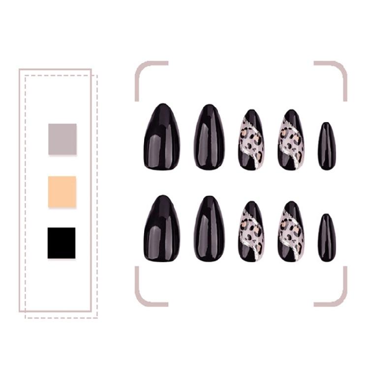 24Pcs Press On Nail Almond Glues On Nail French Fake Nail Designs False Nail Artificial Nail Gifts for Women Girls