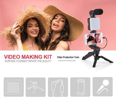 Multi-Functional Beauty Fill Light & Mic Set for Desktops & DSLRs