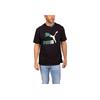 Puma Logo Buchdruck Muster Rundhals Kurzarm T-Shirt Herren Oberteile Schwarz 538296-01