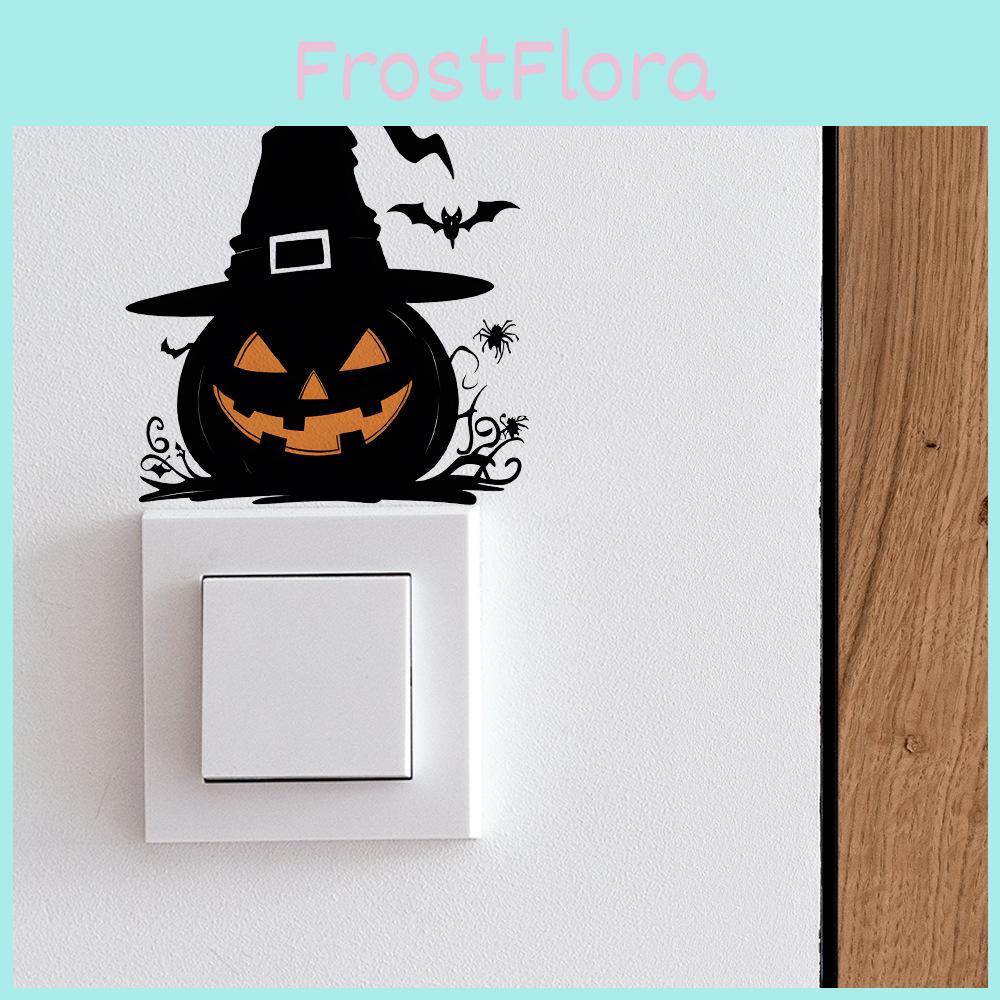Pumpkin Halloween Pvc Witch Hat Spider Switch Sticker Living Room Wall Decor