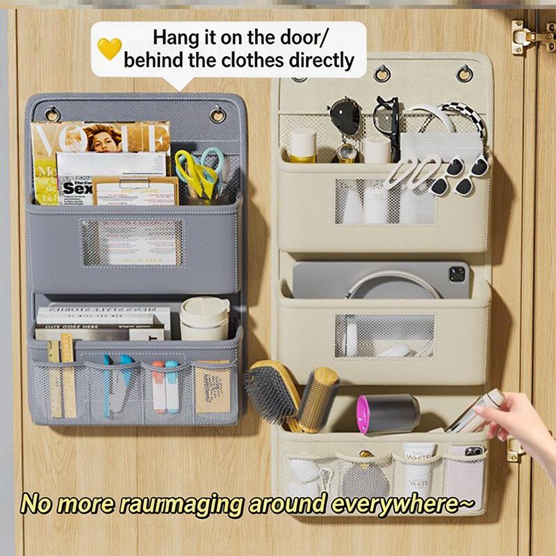 Multi Purpose Oxford Hanging Bedside Storage Organizer Shelf with Wall Door Mount for Remote Books Phone Bed Room
