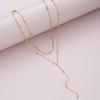 Classic Gold Color Double Layered Long Tassel Chain Necklaces for Women Simple Metal Geometric Bead Choker Necklace Fashion Jewelry