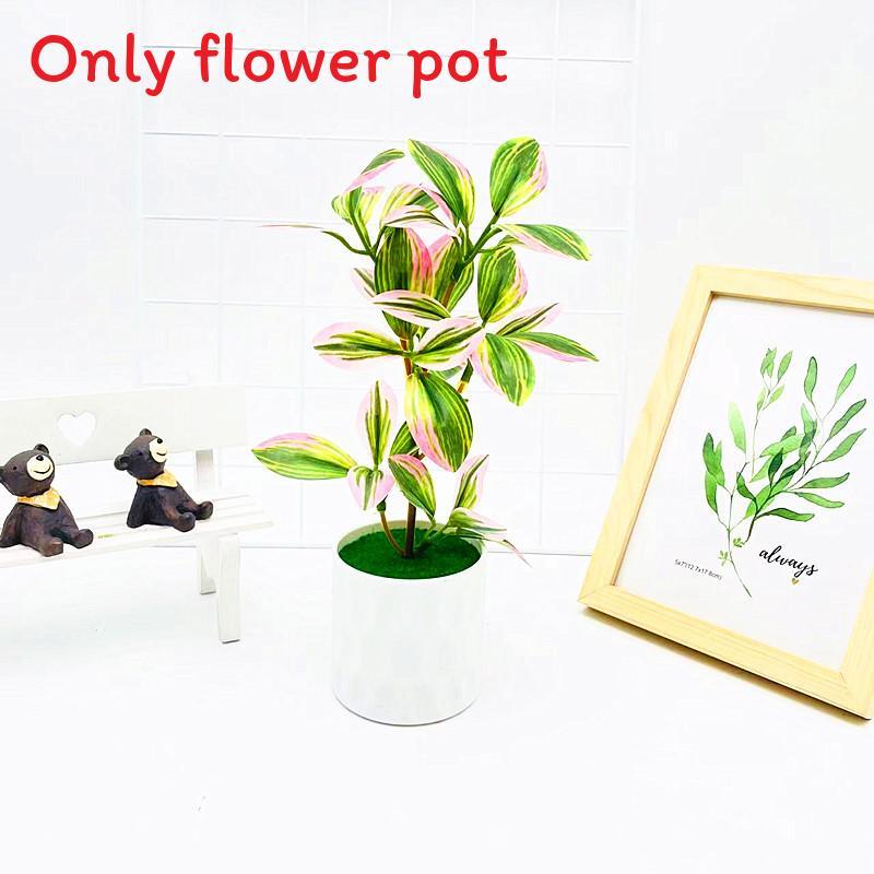 Simulated Color Multi Leaves Potted Artificial Plant Ornament Decoration