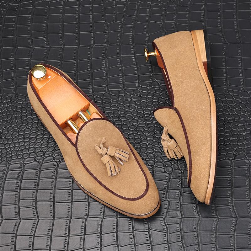 

Новые мужские лоферы с кисточками из замшевой кожи, остроносые, черные, коричневые, деловые, повседневные туфли, дизайнерская обувь для выпускного вечера, свадьбы 38