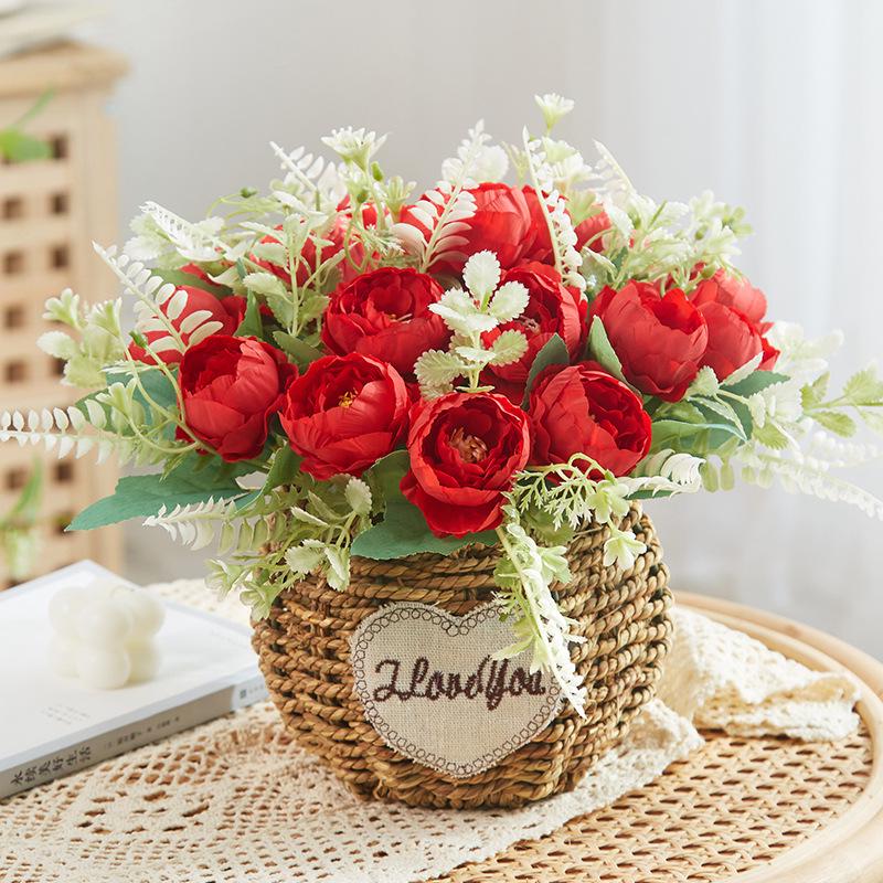 Silk Sunflower Floral Arrangement: Artificial Potted Bouquet for Living Room and Dining Table Decoration.