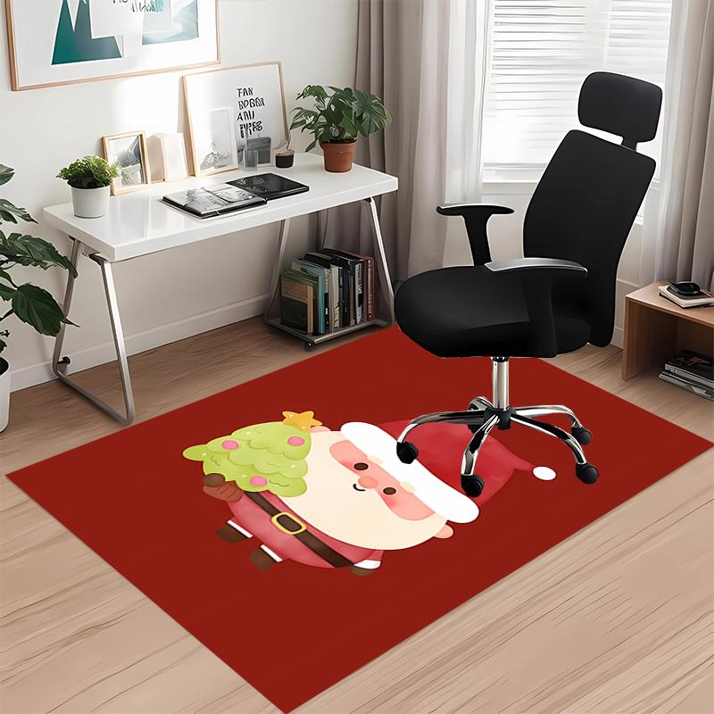 Christmas Santa Claus Printed Carpet, for Office Chair Living Room Bedroom Kitchen Room Decor Gifts.