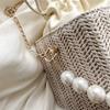 Internet Celebrity Straw Pearl Chain Shoulder Messenger Bag Popular Small Bag Handbag Women 2025 New Beach Bucket Bag