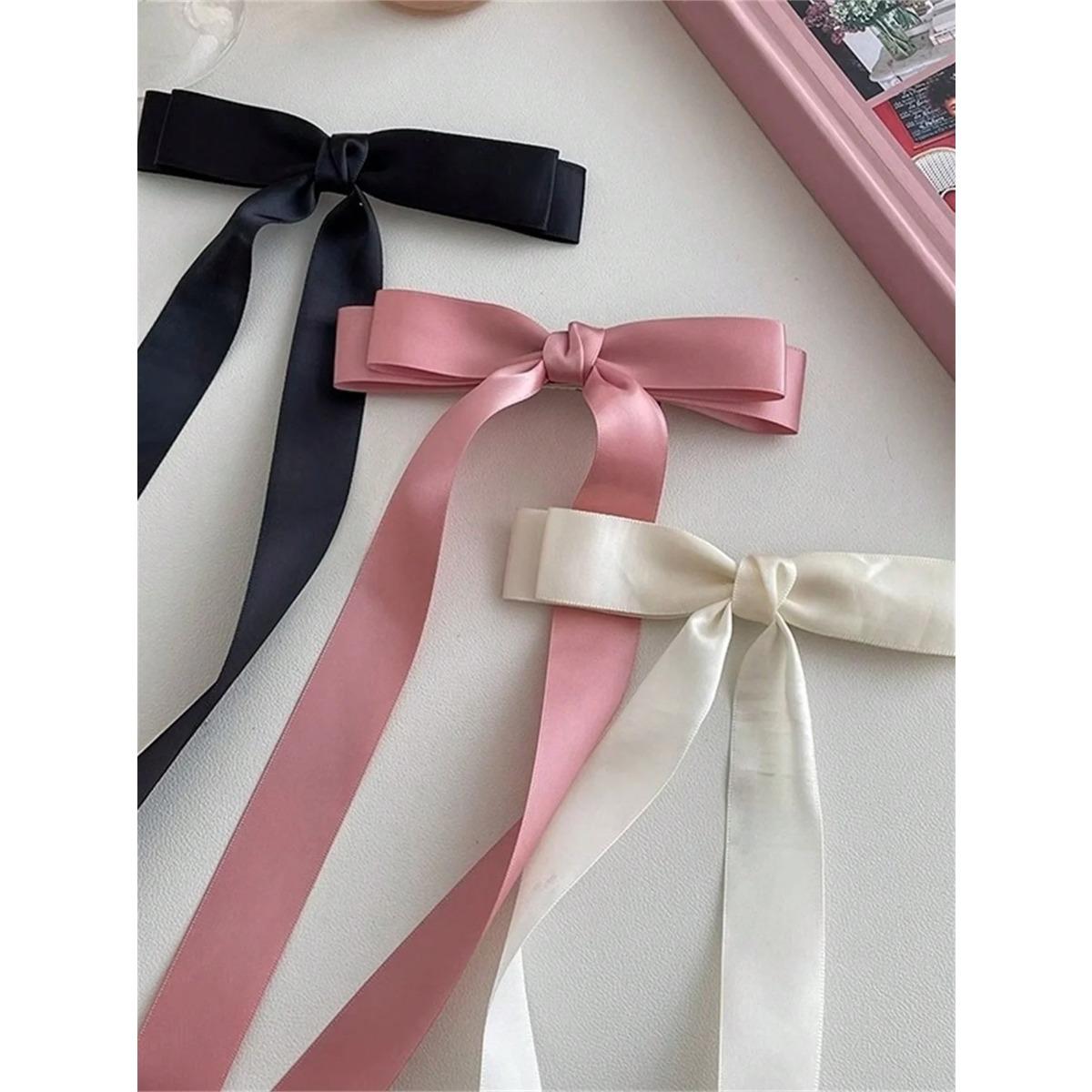 

3 Valentine s Day women s bows Solid color streamers Braided hair ribbon Side hair clip bangs clip hair accessories Size fits all