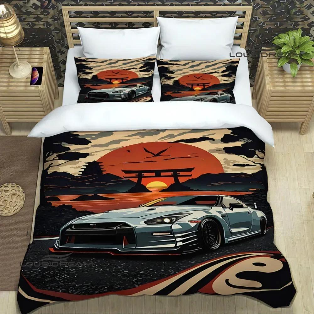 Set Biancheria da Letto Stampata Retrò GTR Racing Set di Biancheria da Letto Raffinato Copripiumino Set Piumone Set Biancheria da Letto Lusso Regalo di Compleanno