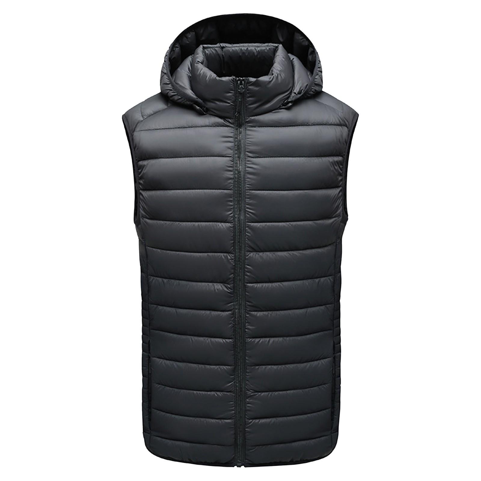 

Men s Waistcoat And Winter New Light Cotton Coat Casual Sleeveless Cotton Suit XXL чорний