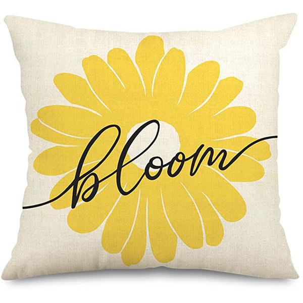 Summer Sunflower Pillow Case Linen Print Sun Flower Home Sofa Pillow Plant Flower Pillow