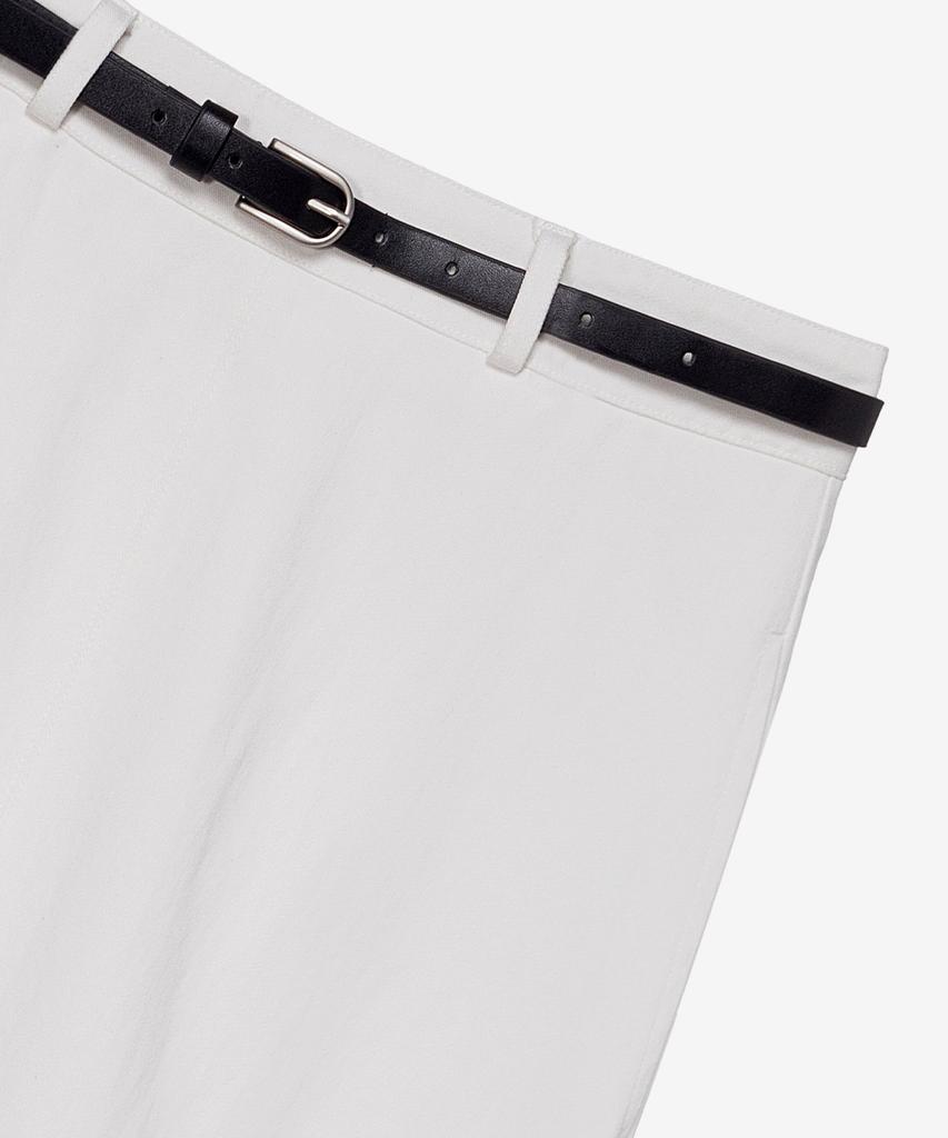 Mind Bridge Woman [W][Belt Included] A-Line Belted White Skirt