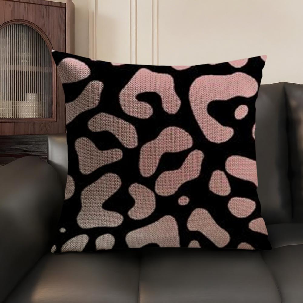 Leopard Print Cushion Cover Natural Linen Organic Fabric DoubleSided Printing Sofa Home Decor Breathable Environmentally