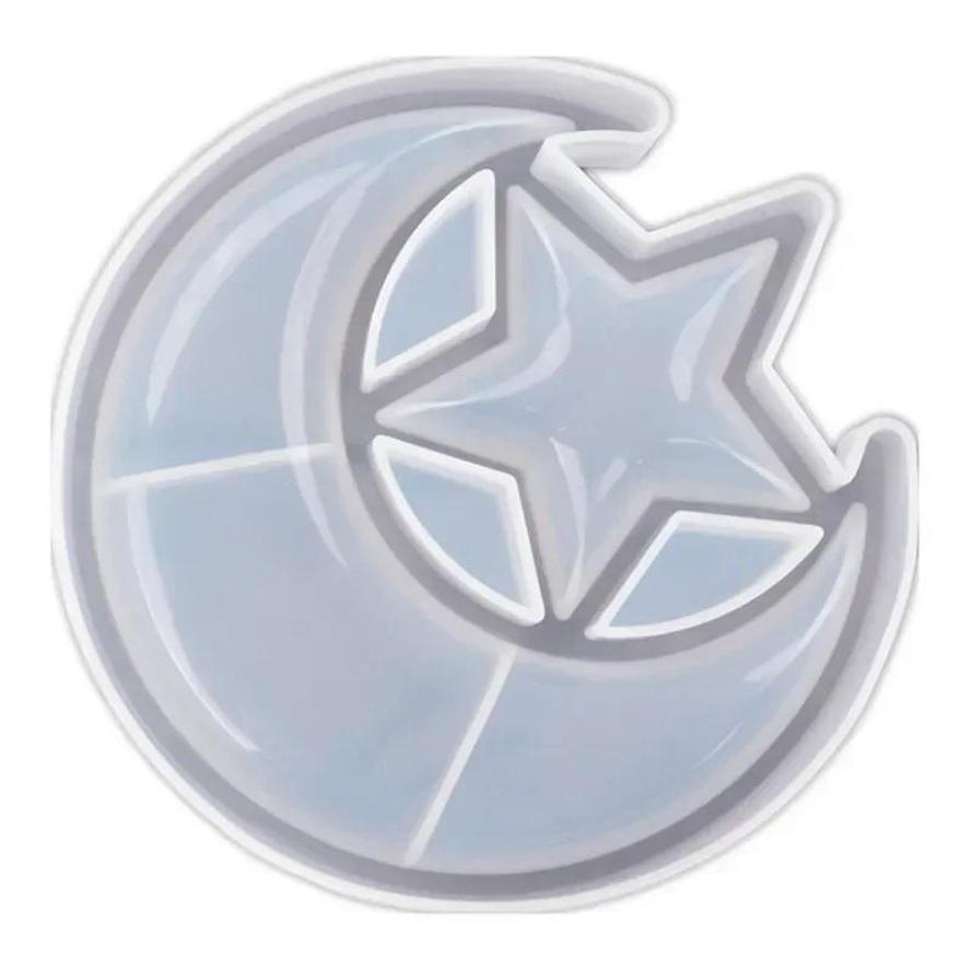 

1 Pcs New DIY Crystal Epoxy Resin Star and Moon Plate Storage Box Silicone Mirror Mold білий