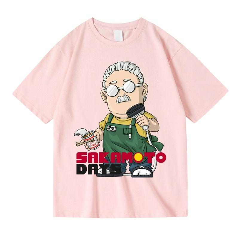 New Japanese Sakamoto Taro Anime Second Dimensional Peripheral Printing Cotton Short Half-Sleeve T-Shirt Men's and Women's