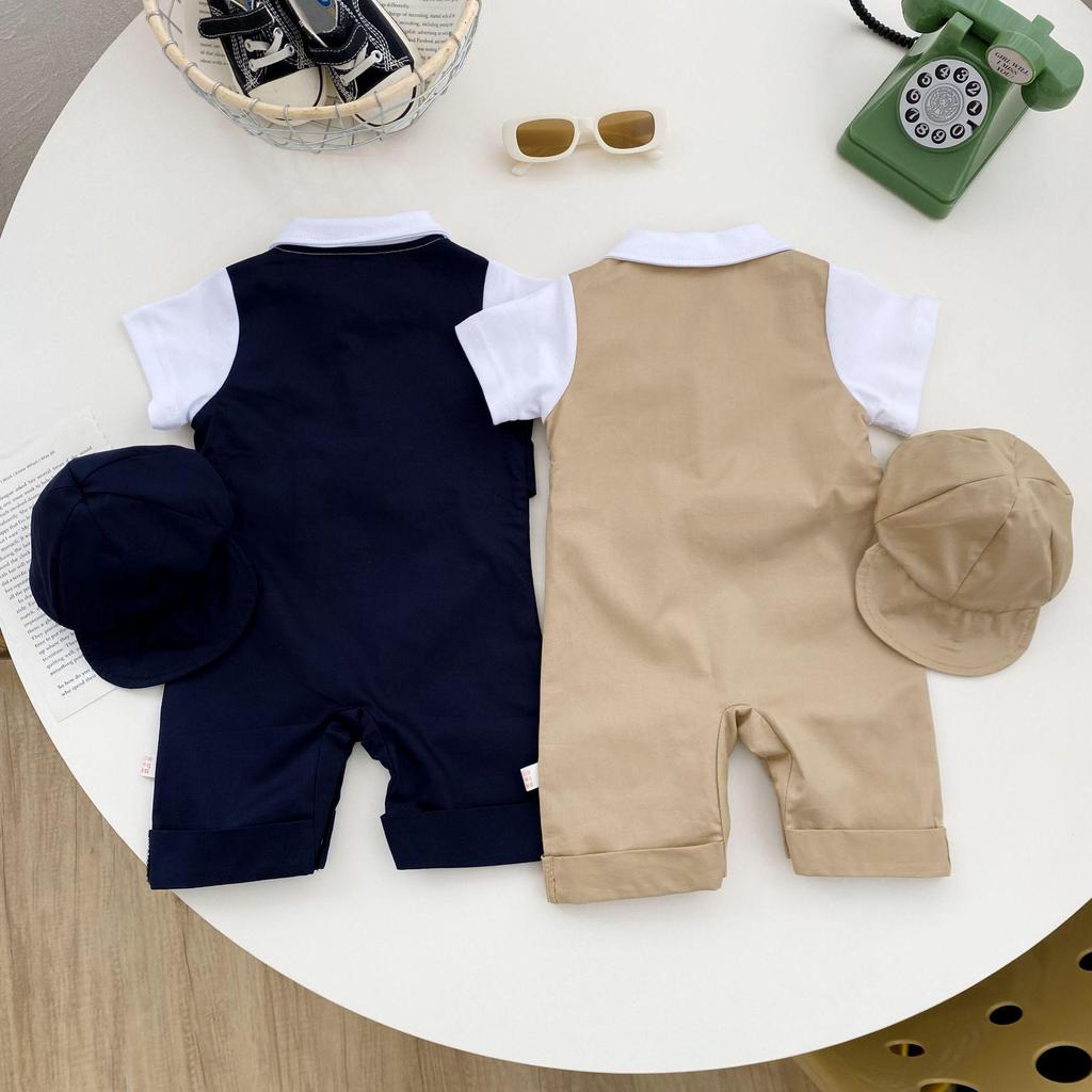 Body Estivo Unisex da Piccolo Gentiluomo per Bambino: Tuta con Cappuccio Stile Coreano con Cravatta a Fiocco, Puro Cotone Classe A