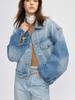 High-Quality Blue Gradient Denim Jacket for Women - 2026 Spring Collection: High Waist, Slimming, Retro Style