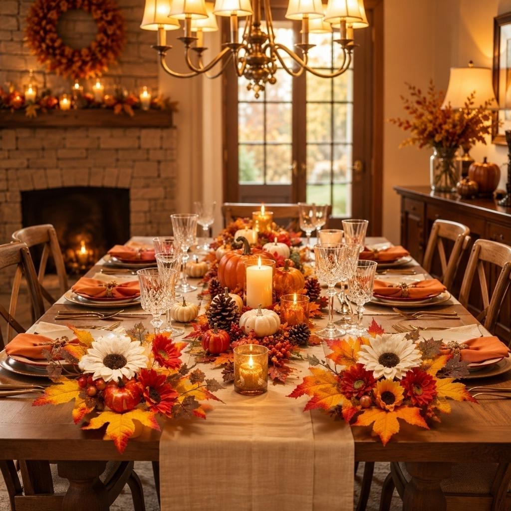 2 Piece Artificial Pumpkin Sunflower Maple Leaf Floral Arrangement for Autumn Thanksgiving Table Centerpiece Display Decoration