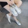 Color Matching Mesh White Shoes Women's Summer Breathable Leather Thick-soled Lace-up Casual Single Shoes Muffin Baseplate Shoes