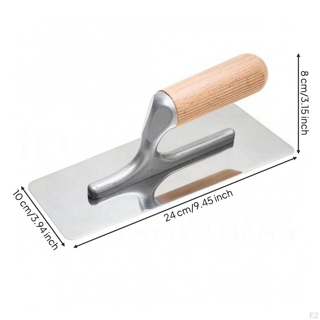 Stainless Steel Plaster Trowel Polished Manual for Wall Finishing 200MM Wood Handle