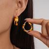 18K real gold electroplated acetic acid plate geometric round ear buckle simple niche earrings