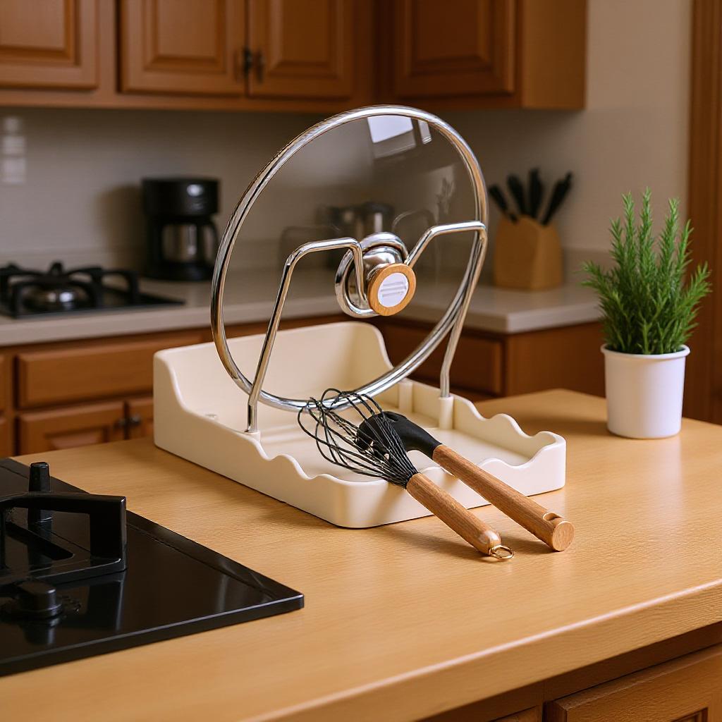 

Kitchen Pot Lid Storage Rack Multifunctional Stainless Steel Pot Lid Holder With Drain Tray Kitchen Storage Rack