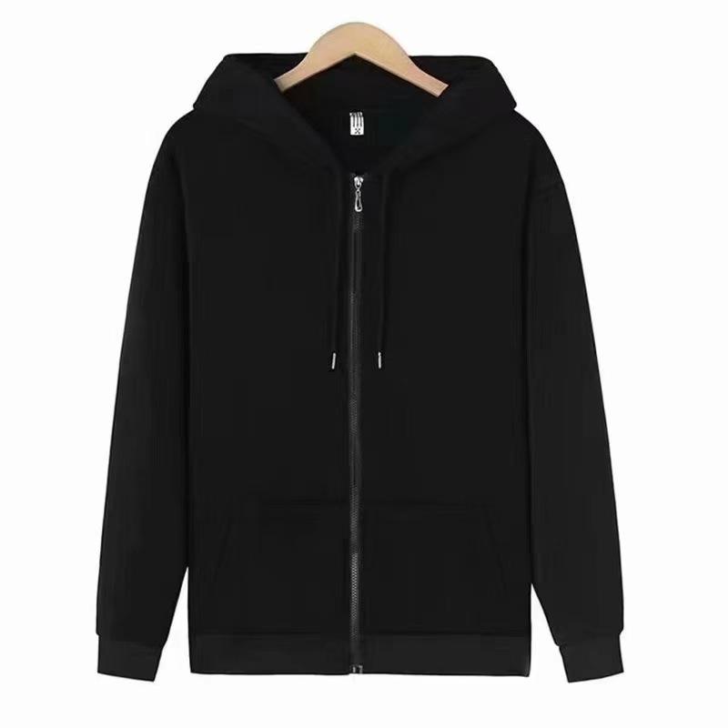 Men's Korean Style Solid Fleece Zip-Up Hoodie - Autumn/Winter Casual Sports Cardigan