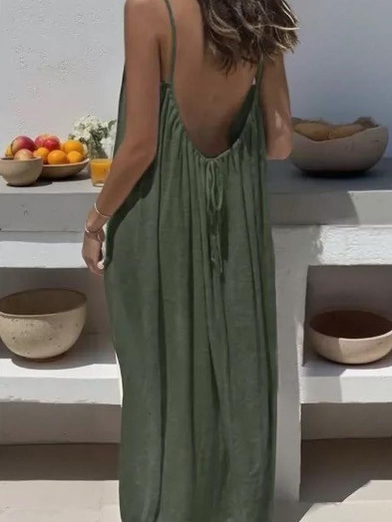 New Women's Strappy Cardigan Loose Backless Home Wear Dress